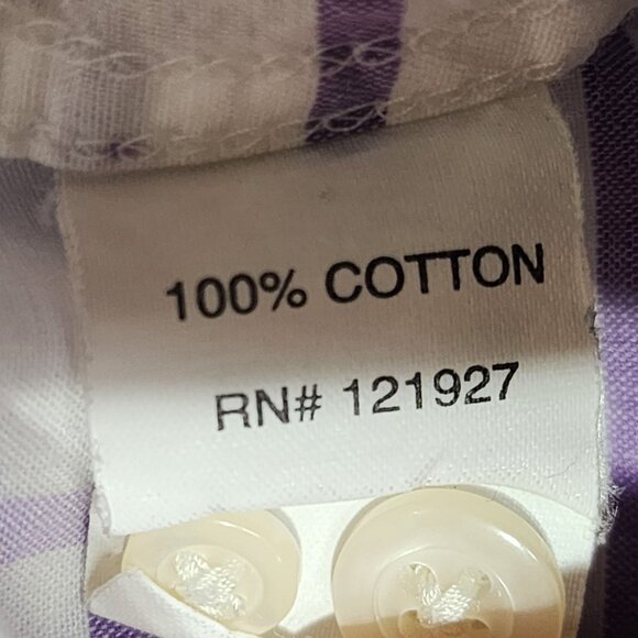 Johnnie-O‎ Mens Medium White & Purple Checkered Cotton Button-Down Shirt - Picture 5 of 7
